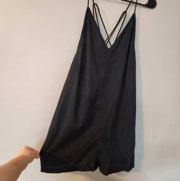 NWT Topshop Black Strappy Back Linen Romper - Picture 5 of 8